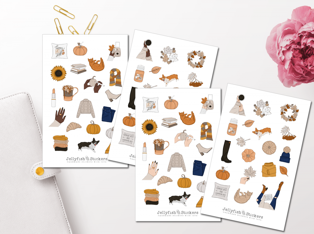 Girls Fall Sticker Set